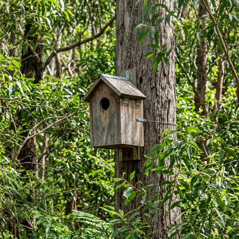 Animal nesting box installed as a humane alternative to a Flemington roof cavity